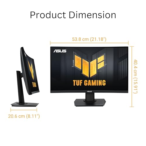 ASUS TUF Gaming 24 Inch 1080p 180Hz Curved FreeSync Gaming Monitor | ELMB Sync, 1ms, 1500R Curve, Shadow Boost, DisplayWidget Center, DCI-P3 90%, Eye Care Plus, ,3yr warranty - image 8
