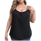 Plus Size Tank Tops Women Built in Bra Loose Fit Stretch Tank Spaghetti Top Womens Shelf Bras Undershirts Under Clothes Black 4X