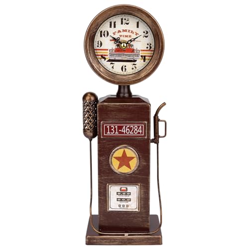 Couperos Vintage Gas Pump Mantel Clock, 14.4' x 4.7', Red