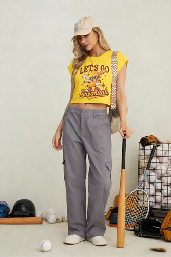 Image of Baseball Shirts Women Baseball Mom Tshirt Funny Ballgame Graphic Tee Game Day Fan Gift Casual Short Sleeve Crop Tops