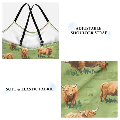 senya Girls Swimsuits One-Piece Swimwear Tie Bathing Suit Beach Summer Round Neck 9-10T Highland Cattle Meadow Pattern3