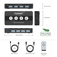 Rybozen USB 3.0 Switch 4 Ports für 4 PC 4 Eingänge 4 USB-Ausgänge Schalter für Drucker, Tastatur, Maus, USB-Stick, externe Festplatte, Scanner, mit Fernbedienung.. – Ansicht 6