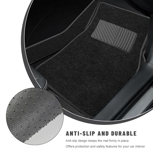 Sun Walker 4 PCS Car Floor Mats, Waterproof Anti-Slip Front & Rear Car Carpets with Driver Heel Pad, All Weather Floor Protective Pads Universal for SUVs Trucks Sedans Vans (Black) by Sun Walker - Used condition - Image 5