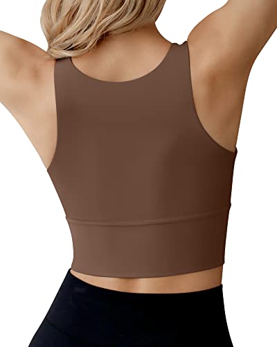 Image of Ama Larsi High Neck Longline Sports Bra for Women | Padded, Medium Impact, Wirefree, Workout Crop Tank Tops, Yoga Gym