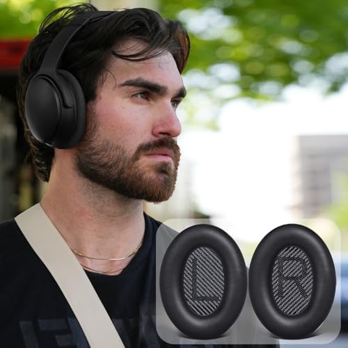SoloWIT Replacement Earpads Cushions for Bose QuietComfort 35 (QC35) & Quiet Comfort 35 II (QC35 ii) Headphones, Ear Pads with Softer Leather, Noise Isolation Foam, Added Thickness (Black) - Thumbnail 5