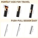 Lip Brush Kabuki Makeup Brush Set, Dual-ended Lip Brushes for Lipstick + All-in-One Foundation Kabuki Brush, Retractable Makeup Brush with Cover for Lip Gloss, Powder Blush, Flawless Cosmetics(Silver) - Image 4