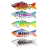 Yiju 5Pcs Fishing Lures Set, Multi Jointed Swimbaits, Outdoor Lake Simulation Artificial Lures with Sharp Treble Hooks