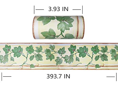 Visitryl Peel And Stick Wallpaper Border For Wall Rustic Green Leaves Nature Decor - Nature Decor For Bedroom Classroom Decor Bulletin Board Borders Paper - 3.93 In X 393.7 In #TOP2