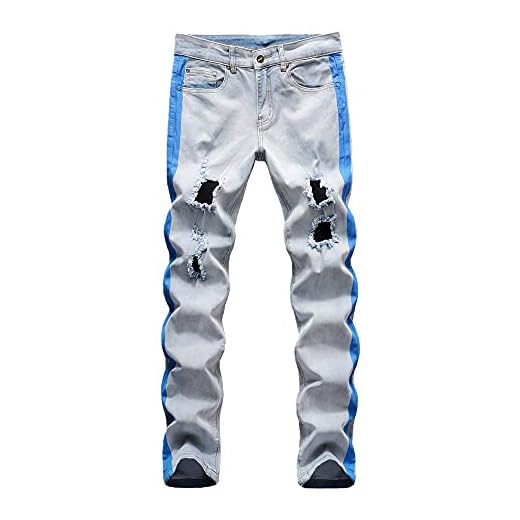 Mens rippade hål jeans casual smal vita svarta jeans män byxor casual man