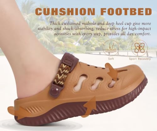 Image of KuaiLu Womens Classic Recovery Clogs Waterproof & Quick Dry Beach Sandals | Ladies Orthotic Arch Support Cushioned Slip-on Mules Lightweight EVA Thick Sole, Adult Slip Resistant Shoes