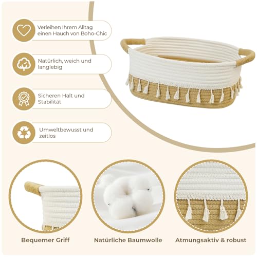 danpinera Rope Storage Baskets for Organizing, Small Cotton Woven Basket for Bathroom Shelf Nursery, Decorative Basket Organizer Bins Set of 3 white&Jute - Cosy Home Interiors danpinera Rope Storage Baskets for Organizing, Small Cotton Woven Basket for Bathroom Shelf Nursery, Decorative Basket Organizer Bins Set of 3 white&Jute - Image 7