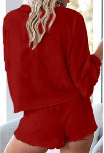 Image of Roshop Halloween Pajama Women's Pumpkin Matching Top & Shorts Loungewear Set