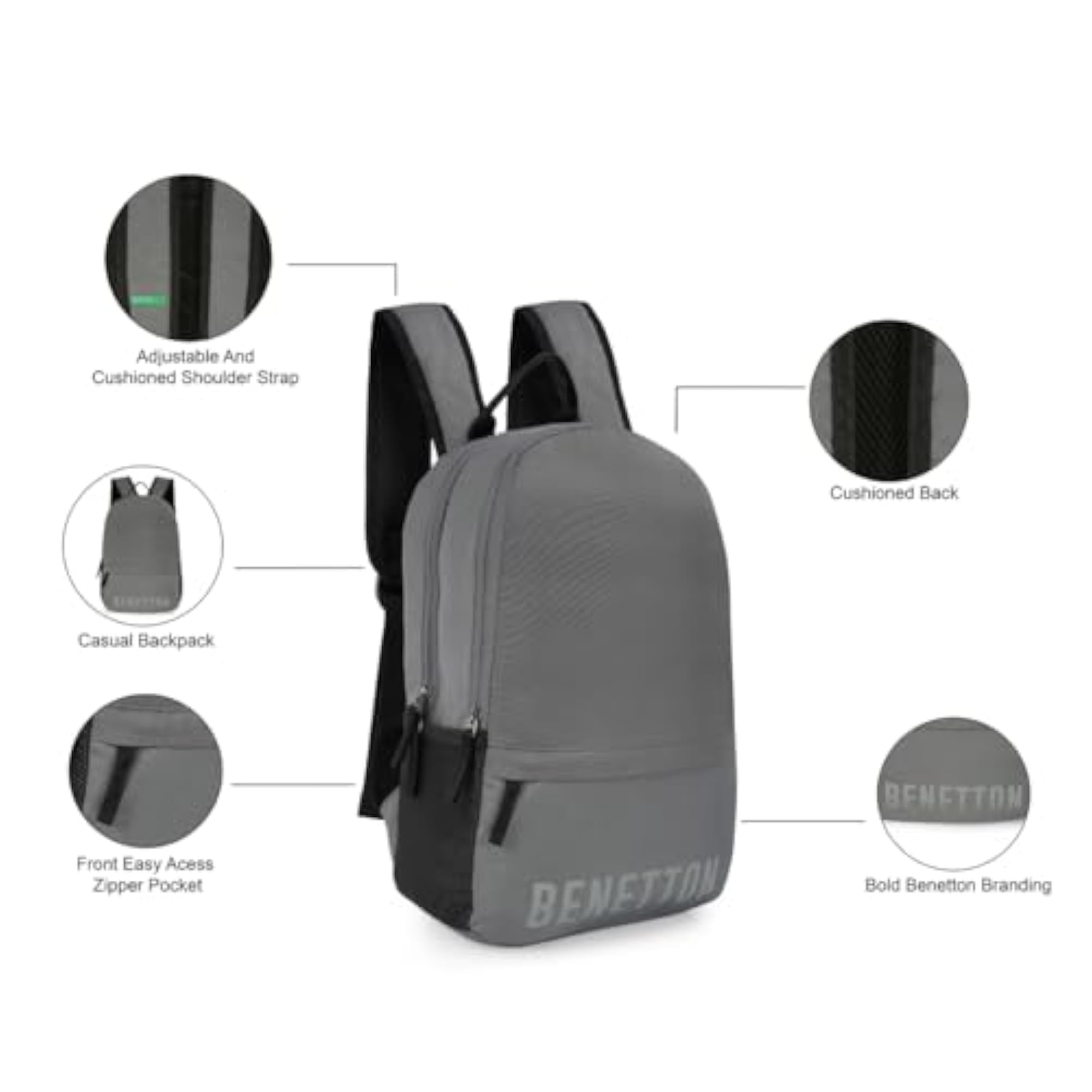 Reseda Unisex 2 Compartment Backpack - Grey