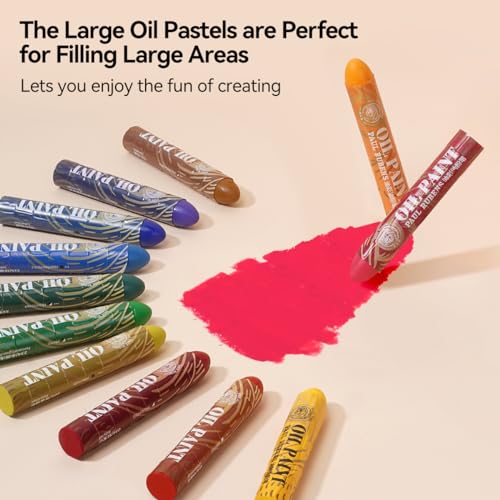 Paul Rubens Oil Pastels, 12 Vibrant Colors Extra Large Oil Pastels Set A, Creamy texture Easy to Blend HAIYA Oil Pastels for Artists, Great for Filling in Large Areas