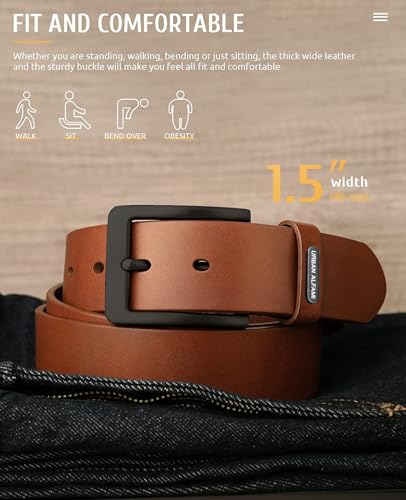 Image of Urban alfami Men's Genuine Leather Belt for Men | Formal /Casual | Sizes are 28 to 46 Inches Waist size
