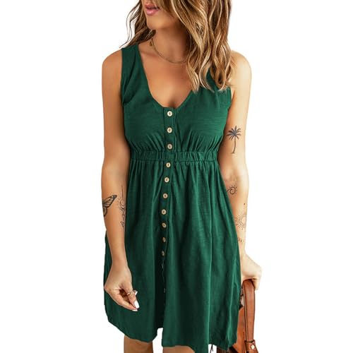 Robe d'été ample contre la chaleur avec col en v et coupe genoux confortable - 2