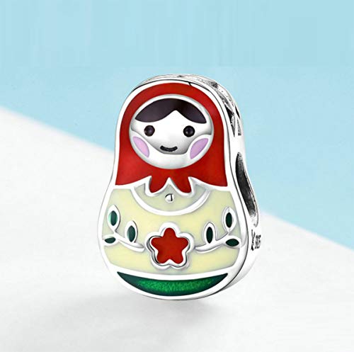 Matryoshka 925 Sterling Silver Russian Doll Charms Red Enamel Bead Charms Happy Mothers Day Christmas Charms for Pandora Bracelets Gifts for Her Mom Daughter Wife(Russian Doll Charms)2