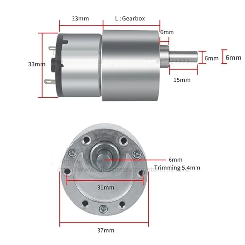 Moteur à engrenages CC 12V arbre excentrique à couple élevé 66_12V - 3
