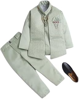 Indo Western for Kids Jacquard Floral Assemetric Traditional Outfit for Boy, Ethnic | Festival | Marriage Dresses for Boys... Price In India