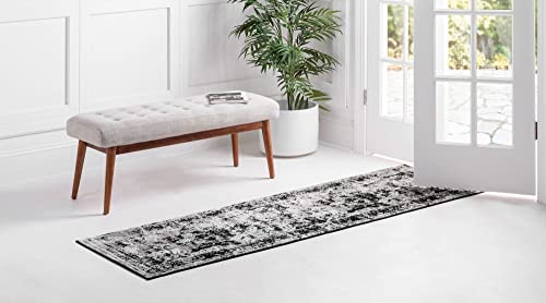 Unique Loom Sofia Collection Area Rug - Salle Garnier (2' X 6' 9" Runner, Black/ Ivory) #TOP1