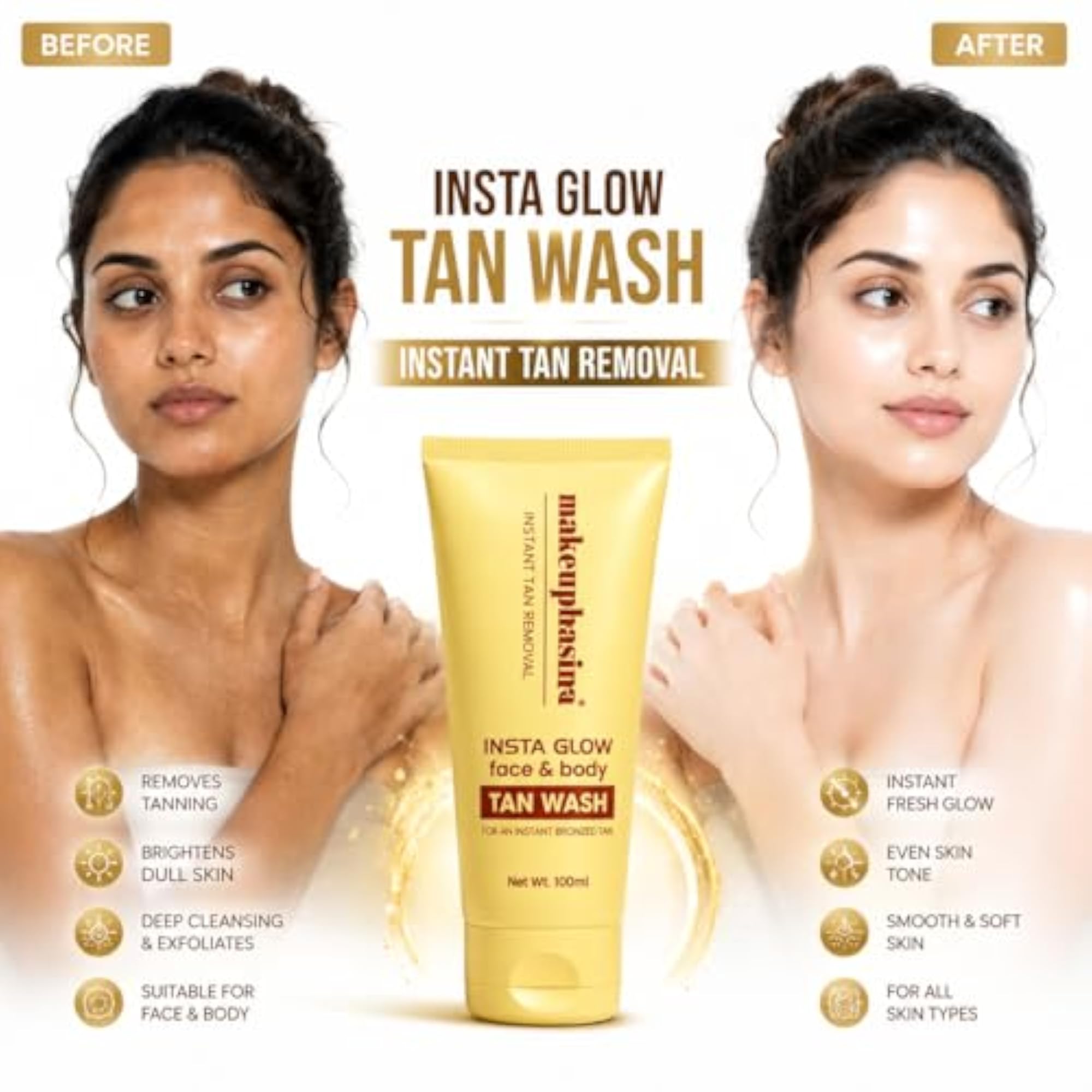 Insta Glow Face & Body Tan Wash for Instant Bronzed Tan