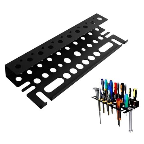 ROSYLEVE Wandmontierter Werkzeug-Organizer 40cm Wandmontierter Werkzeughalter Metall Werkzeuglagerregal für Schraubendreher,Schraubenschlüssel,Hammerständer,Handwerkzeug für Werkstatt, Schuppen, Gara
