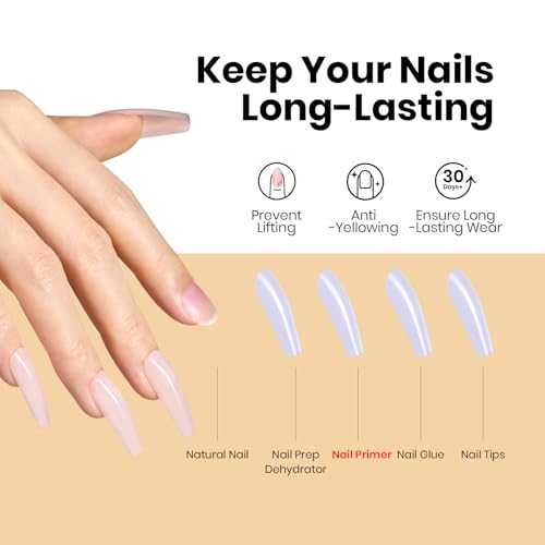 Image of Beetles 30ML Protein Nail Primer - HEMA-Free Acid-free Professional Nail Prep for Acrylic & Gel Polish, Large Size Refill for Nail Technicians, Salon & Home DIY