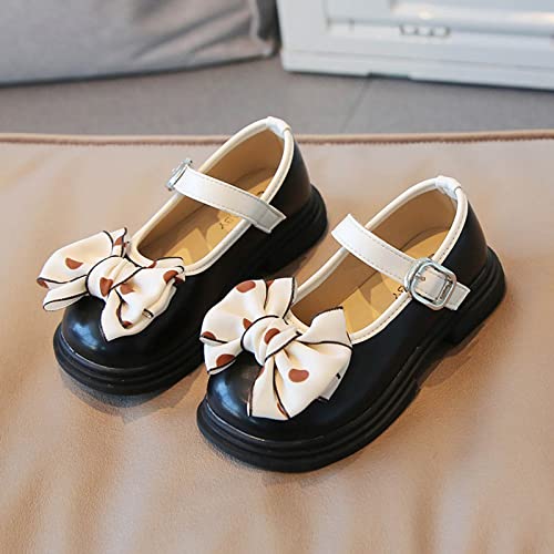 Fashion Autumn Girls Casual Shoes Thick Sole Round Toe Polka Dot Bow Buckle Dress Shoes Leather Boots for Kids Girls2