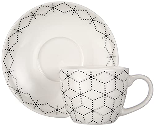 Tognana Graphic - Juego de 6 tazas de café con plato a juego, 80 cc, altura: 6 cm, porcelana de ceniza de hueso, color… - Imagen 4