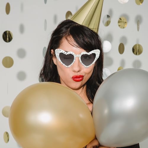 21st Birthday Sunglasses - White Finally 21 Shiny Bling Diamond Pearl Glasses for Girls 21st Birthday Party Supplies (Finally 21-White)4