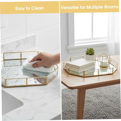 Plateau miroir doré pour commode et rangement cosmétique