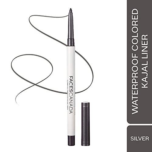 Image of FACES CANADA Ultime Pro Twist Eye Kajal Liner - Silver, 0.35g | High Impact Intense Color In 1 Stroke | 24HR Long Stay | Matte Finish | Soft Texture | Waterproof & Smudgeproof | Made With Carnauba Wax
