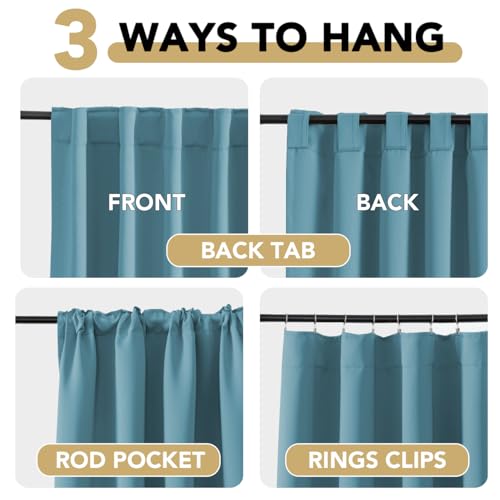 Image of H.VERSAILTEX Blackout Curtains Thermal Insulated Window Treatment Panels Room Darkening Blackout Drapes for Living Room Back Tab /Rod Pocket Bedroom Draperies (2 Panels, Storm Blue, 52 x 72 Inch)