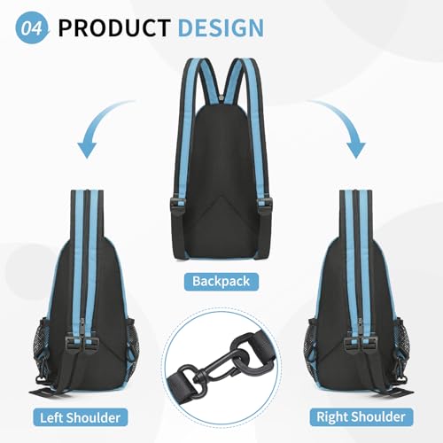 Image of Convertible Sling Bags for Women Men, Lightweight Crossbody Backpack Daypack Fit for 7.9 inch Tablet for Casual Travel Sport Hiking (Blue)