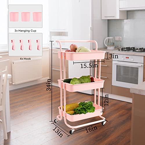 Danpinera RC01-P 3 Tier Rolling Utility Cart thumb #4