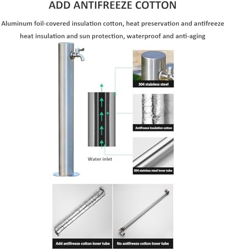 Stainless Steel Hose Stand with Faucet - Outdoor Water Column for Antifreeze Dispensing, Garden Irrigation, Durable and Rust-Resistant, Ideal for Home and Garden Use