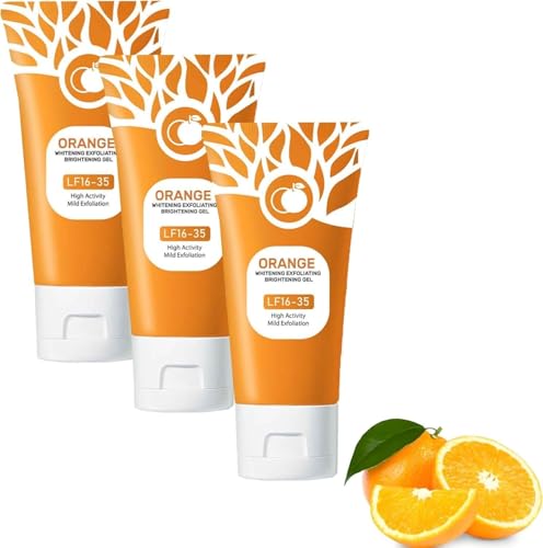 Gel exfoliante de naranja: crema refrescante instantánea, exfoliante natural, suave pero eficaz para una piel radiante, nutritiva en profundidad para la cara y el cuerpo (3 unidades, 100 g)