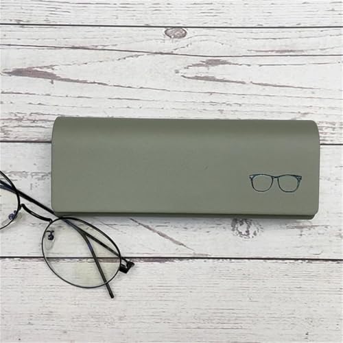 Image of Olive Green Hard PU Leather Eyeglasses Case for Most Eye Glasses and Sunglasses