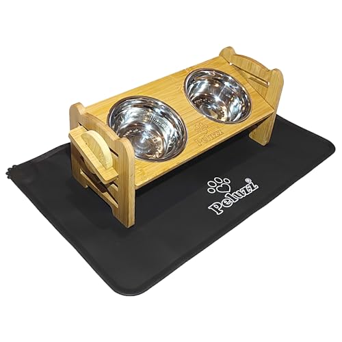Peluzz Dog Bowls Elevated Adjustable Height for Small Dogs & Cats
