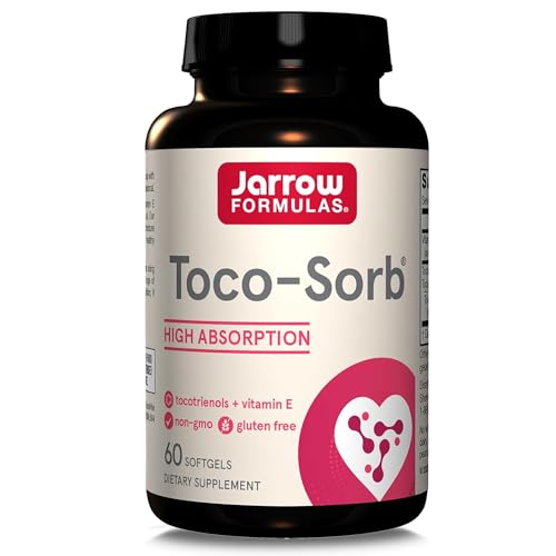 Jarrow Formulas, Toco-Sorb, Tocotrienoles Mixtos y Vitamina E, 60 Cápsulas blandas, Probadas en Laboratorio, Sin Gluten, Sin Soja, No GMO