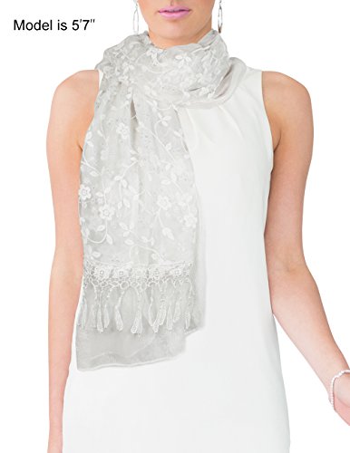Dahlia Women's Evening Wrap Shawl Scarf - Shining Floret Embroidered Lace4