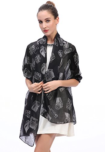 Lina & Lily Vintage Camera Print Scarf Lightweight3