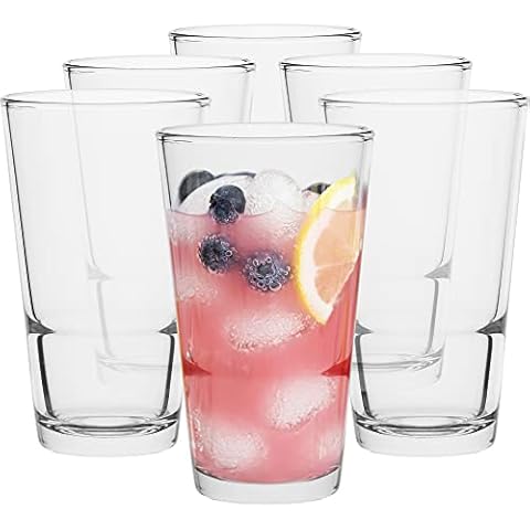 TREND FOR HOME Water Glasses Tumblers Glass Set | 375 ml | Set of 6 Drinking Glasses Juice Soft Drinks Beer Cocktails Beverages Tumbler Highball | Dishwasher Safe | Collection Viggo Cover