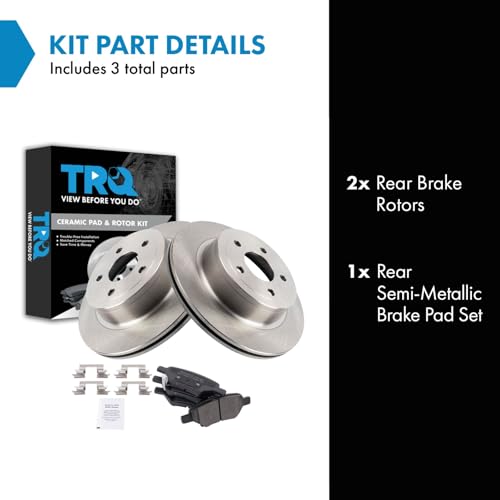 Image of TRQ Rear Brake Pad and Rotor Set Semi Metallic Rotors Compatible with 2008 Chevrolet Cobalt