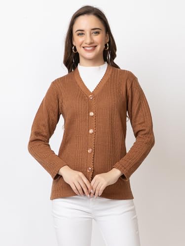 Image of Women's Warm Woolen Cardigan - Stylish Full Sleeve Knitwear for Winter, Cozy & Elegant Sweater