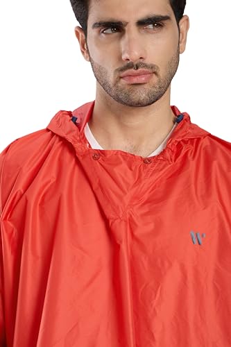 Image of Zeel Unisex Outdoor Rain Poncho for Adult, Waterproof, Lightweight & Packable, Polyester Pullover Full Sleeves Hooded Rainwear, Raincoat for Camping, Hiking, Travelling (AZ33, Free Size) (Red)