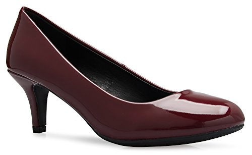 Image of Olivia K Women's Comfort Classic Round Toe Kitten Low Mid Heel Dress Pumps