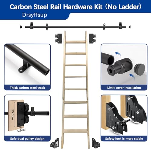 Solution de rangement mobile échelle roulante noire kit rails réglables 6m