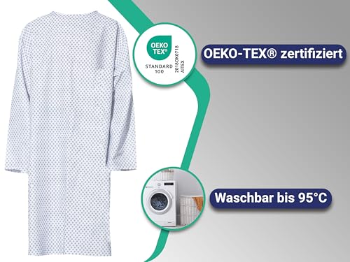 ZOLLNER Patientenhemd hinten offen - mit Langen Ärmeln und Bänderpaar im Nacken - Länge 110 cm - weiß-blau - Unisex - Mischgewebe - waschbar bis 95°C - Oeko Tex® Zertifiziert – Bild 5