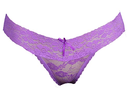 Purple Lace Thong Transparent Valentine Gift Panty Intimate Wear Romantic Lingerie Honeymoon Surprise Gift for Your GF Girl Friend Wife Lover-image-36